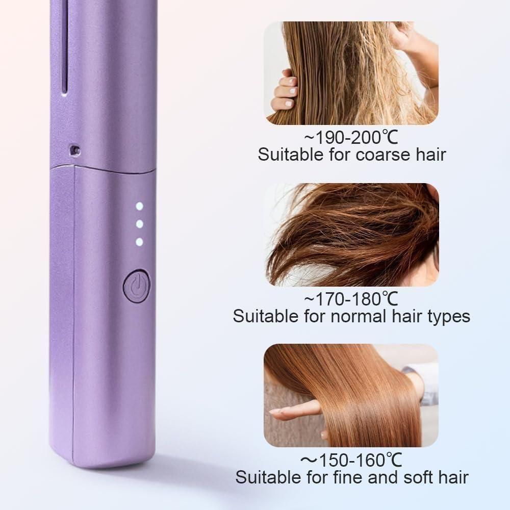 VELVA, Meneflix Portable Mini Hair Straightener Cordless Rechargeable Mini Adjustable Hair Straightener Hot Comb