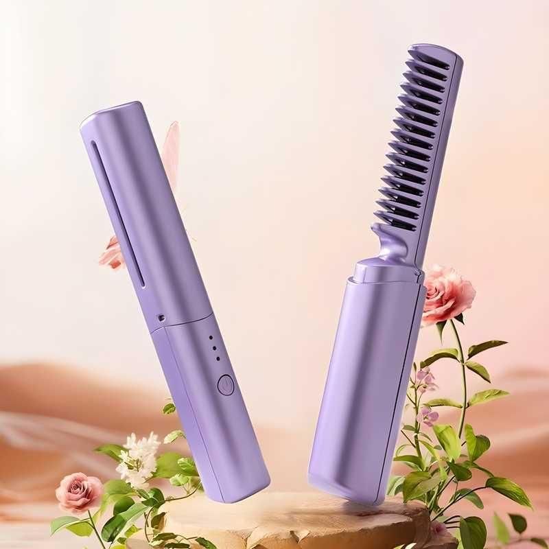 VELVA, Meneflix Portable Mini Hair Straightener Cordless Rechargeable Mini Adjustable Hair Straightener Hot Comb
